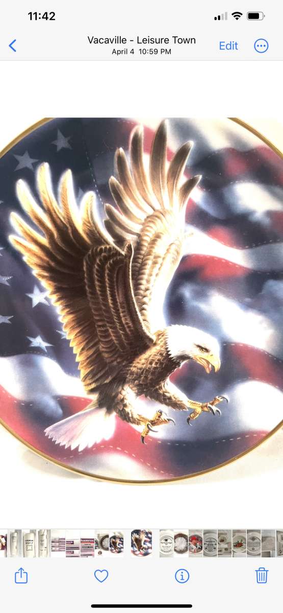 new American eagle collectors plate with wall mount