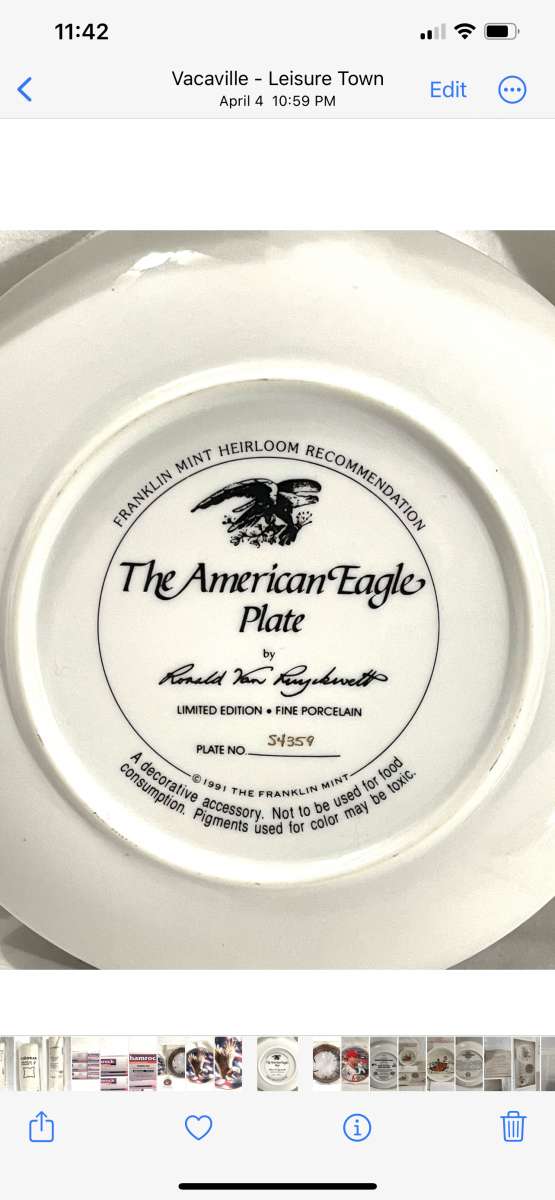 new American eagle collectors plate with wall mount