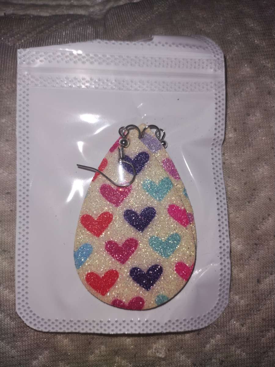 glittery teardrop heart earrings