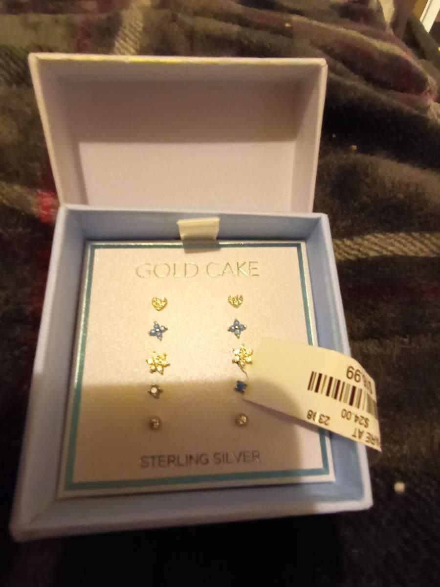 turn silver earrings baby blue