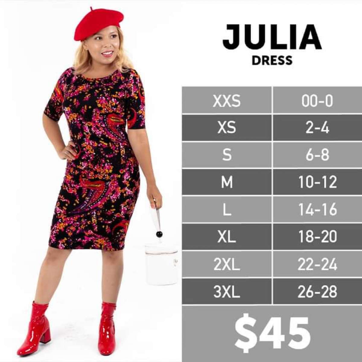 NWT 3XL LuLaRoe Julia 12 Fits size 26 to 28 Retails for 45