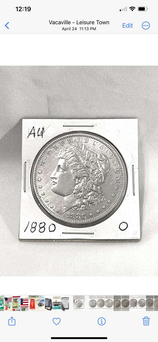 AU 1880 O morgan silver dollar