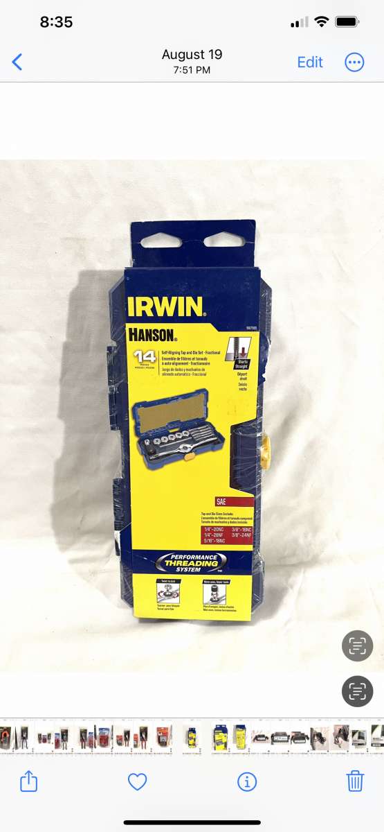 brand new Hansen Irwin 14 piece tap die set