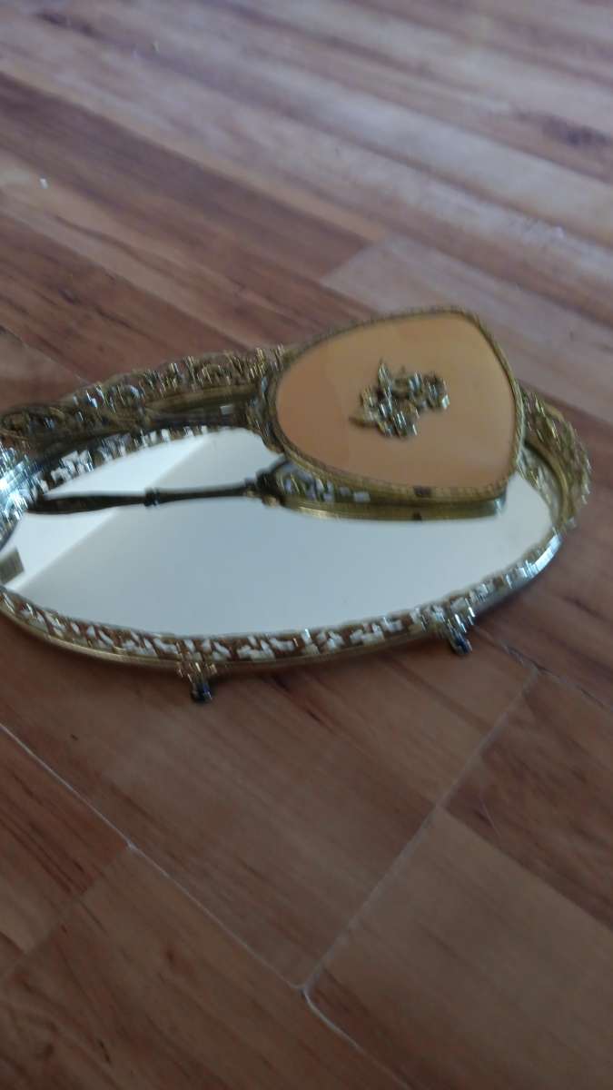 Antique mirror and make up set