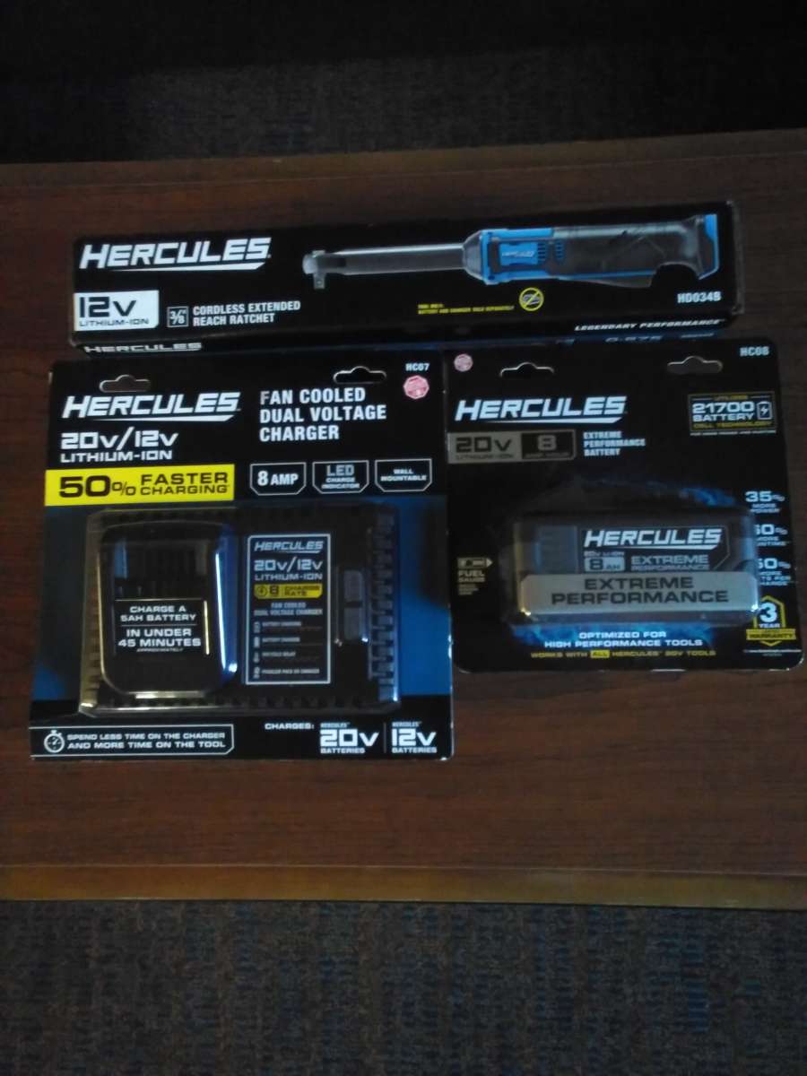 Cordless extended 3 8ths ratchet and battery with charger