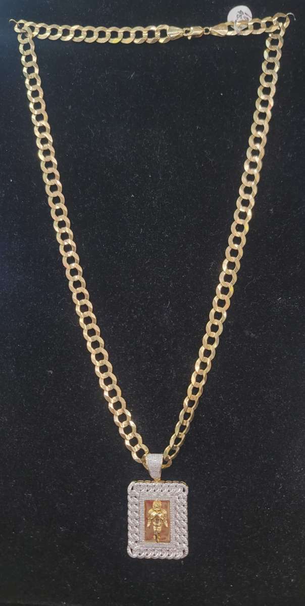 14K Gold Chain Miami Cudan W Stones 282 Grams 18