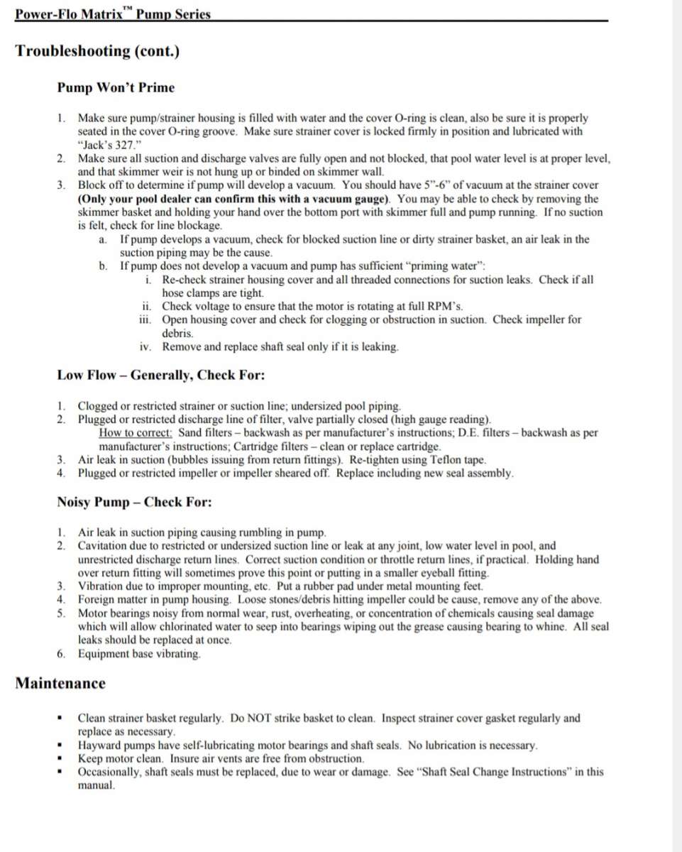 Hayward power flo matrix pump