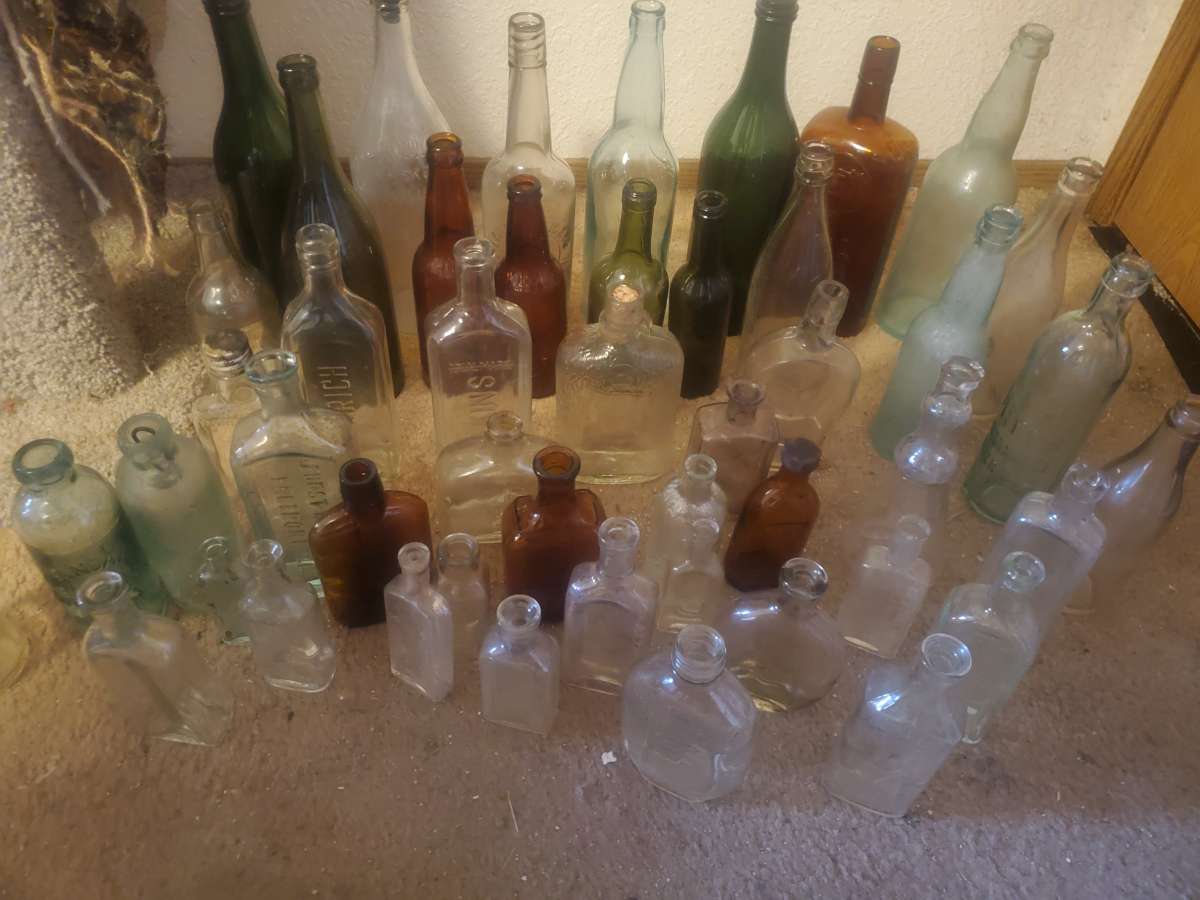 vintage glass bottle collection