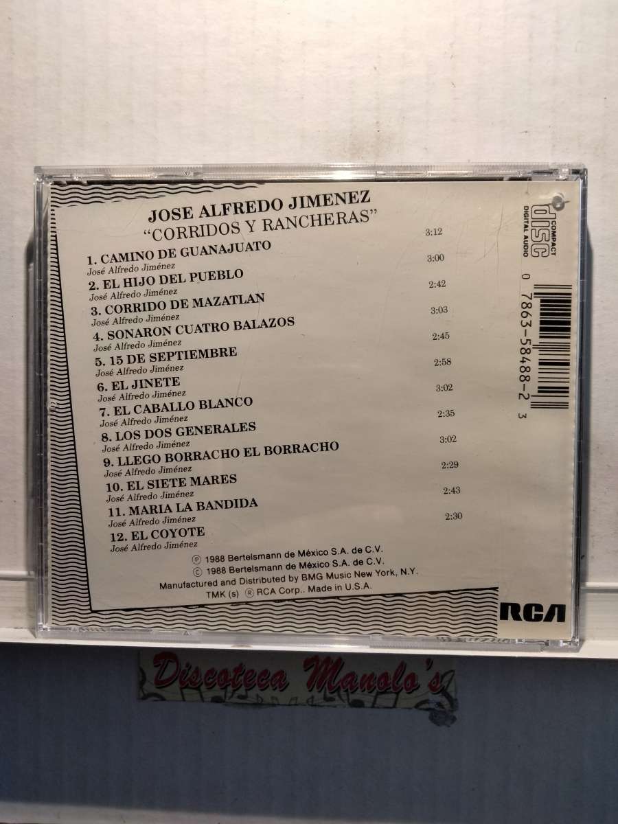 JOSE ALFREDO JIMENEZ CORRIDOS Y RANCHERAS CD USADO  EXC COND