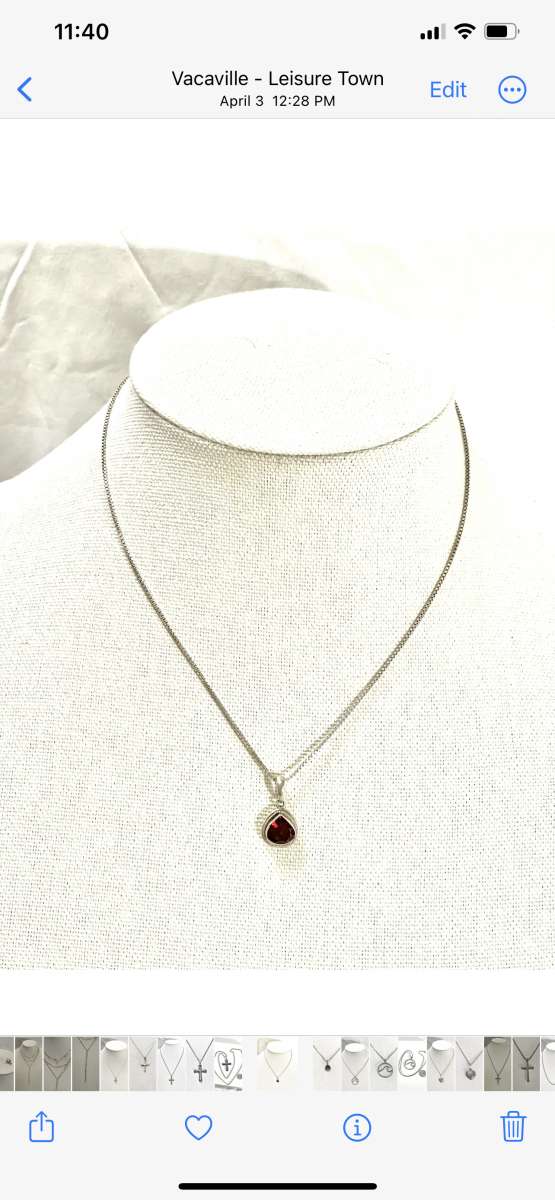 Vintage silver necklace with red garnet