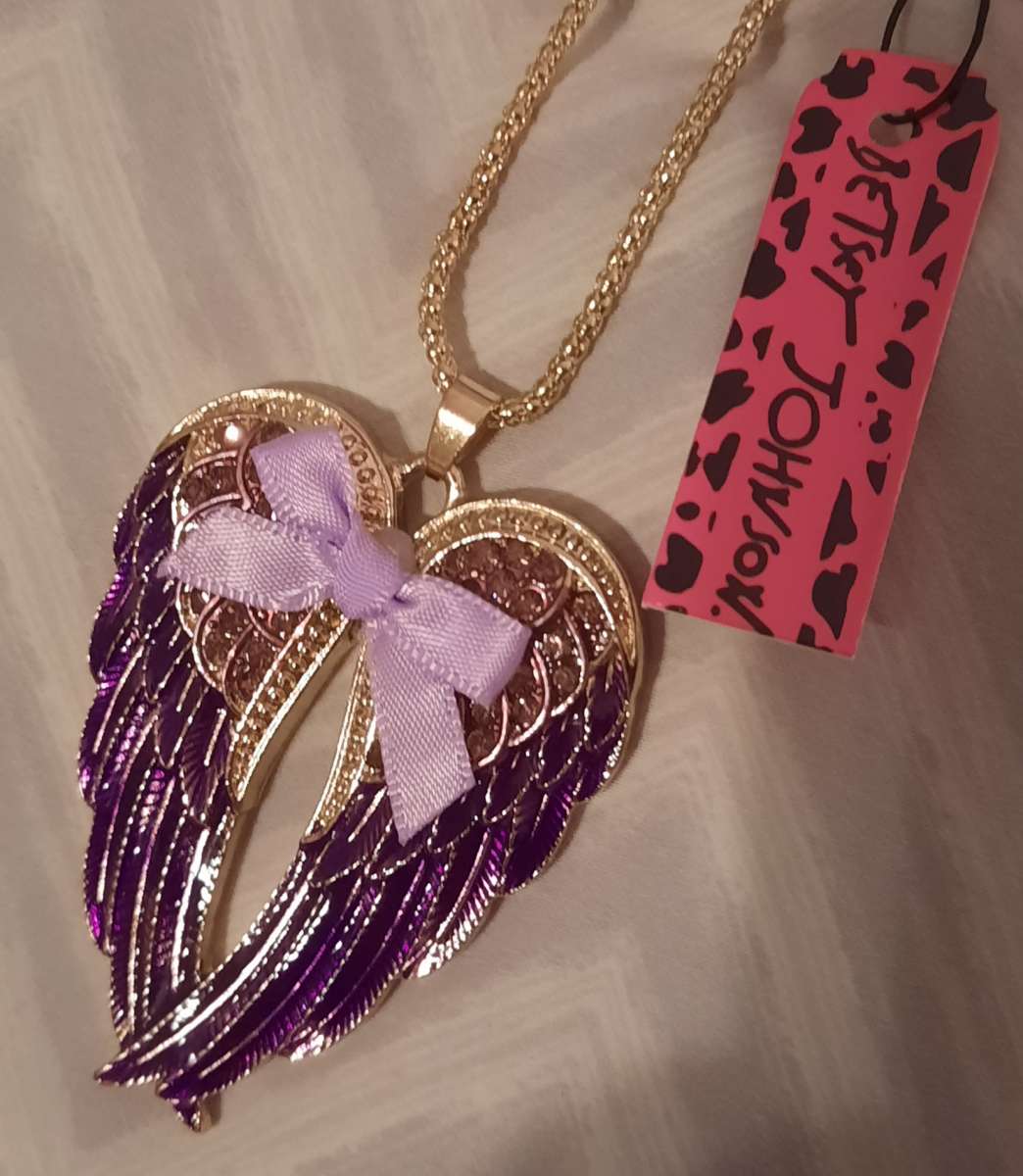 Betsey Johnson Purple Angel Wings Necklace