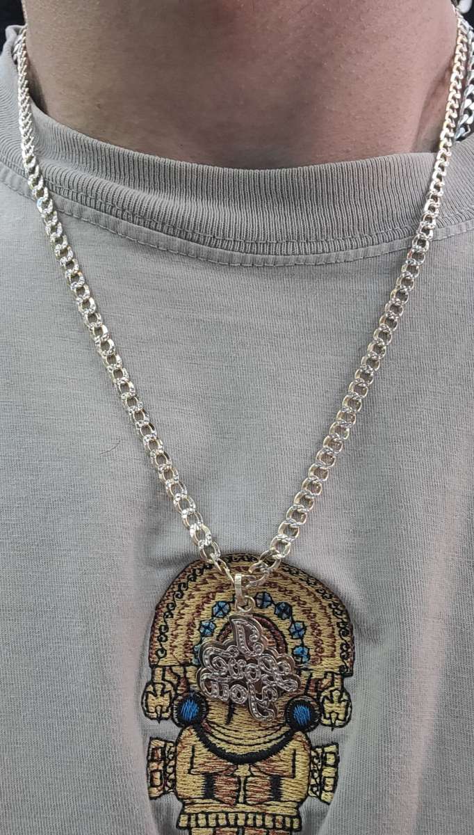 14K Gold Chain Hollow Cuban W Love Charm 114 Grams 22