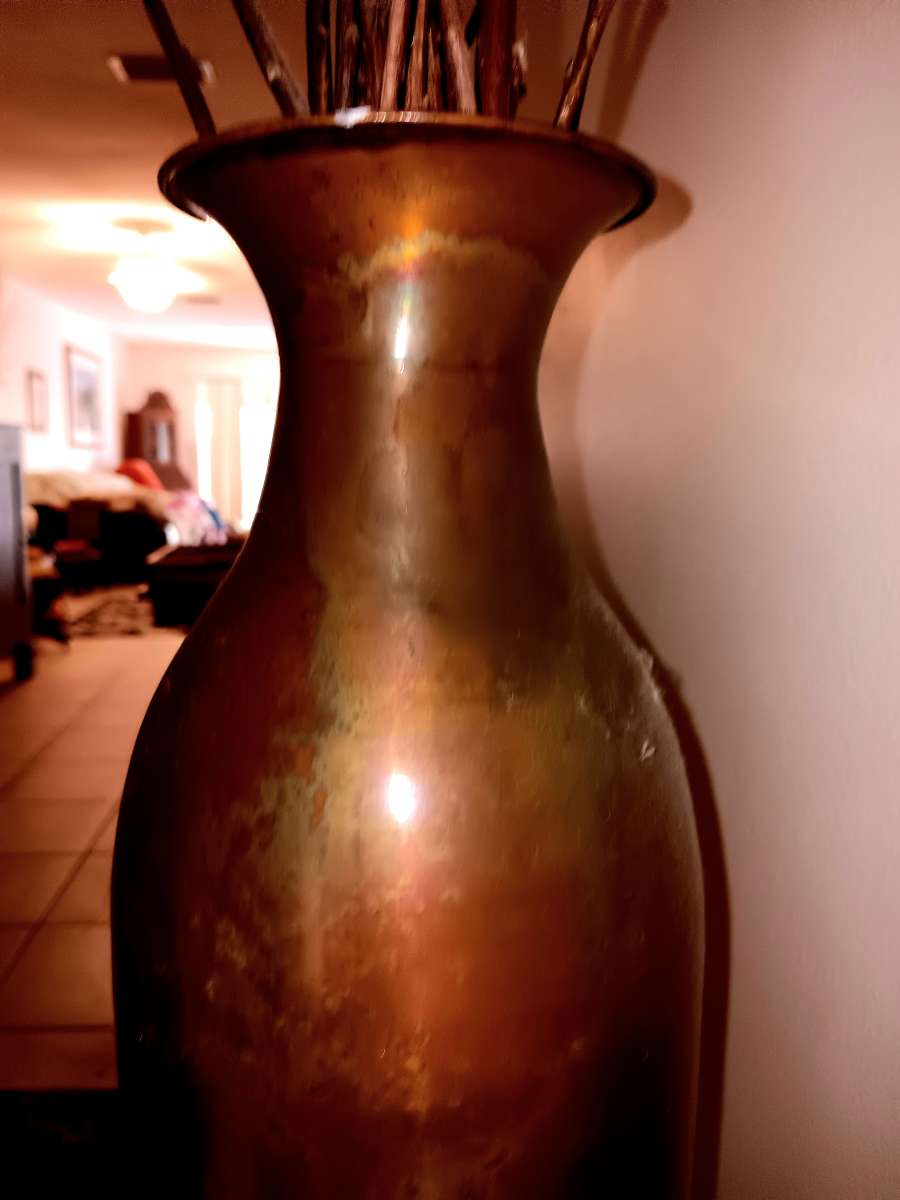 copper 2 ft tall vase decor with another 20 in of pushy will