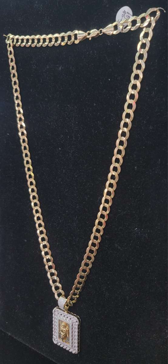 14K Gold Chain Miami Cudan W Stones 282 Grams 18