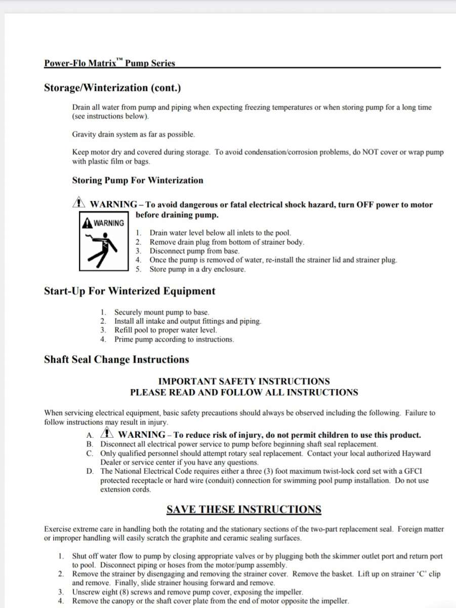 Hayward power flo matrix pump