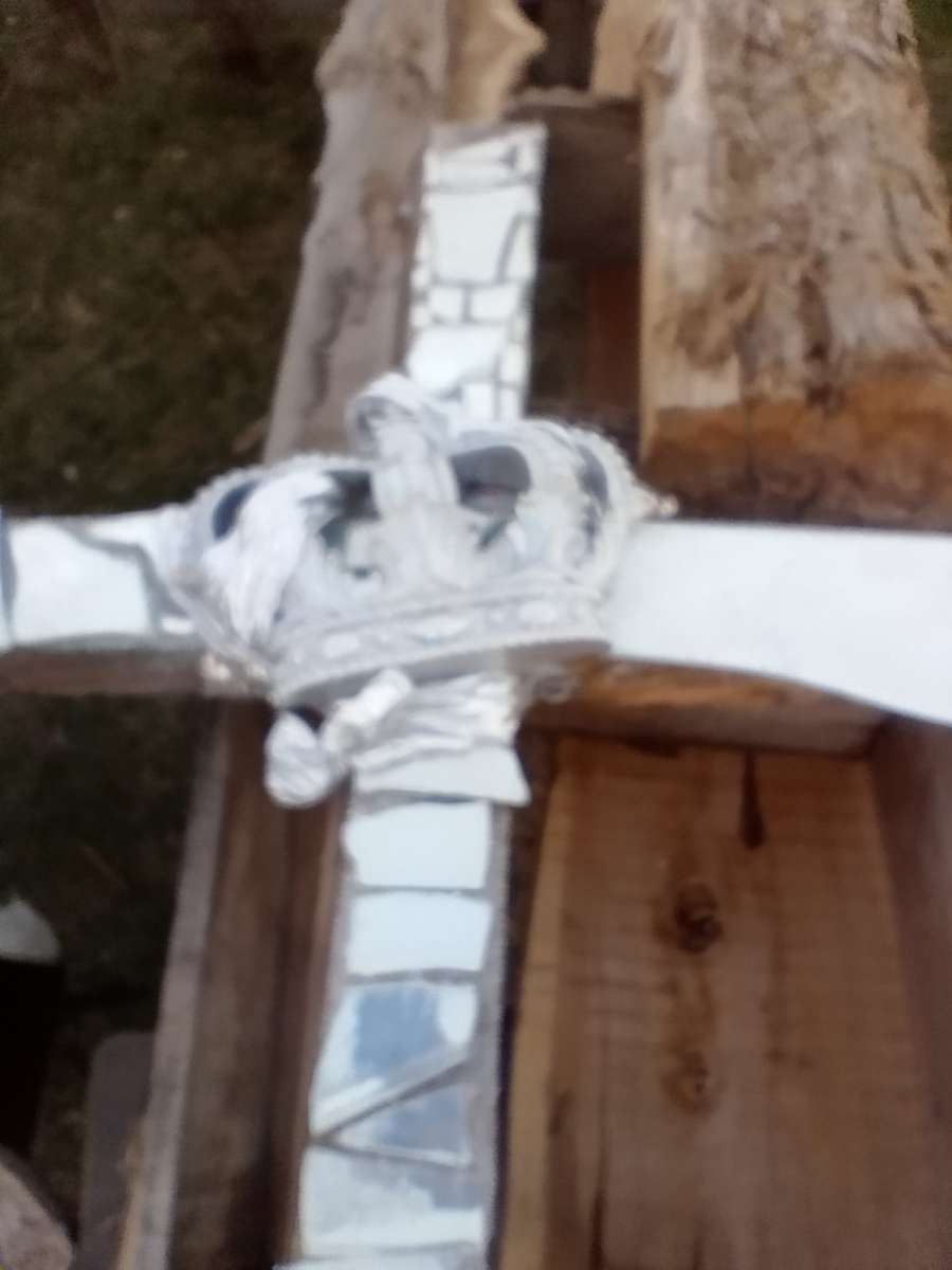 black walnut cross handmade with mirrors and epoxy 4ft
