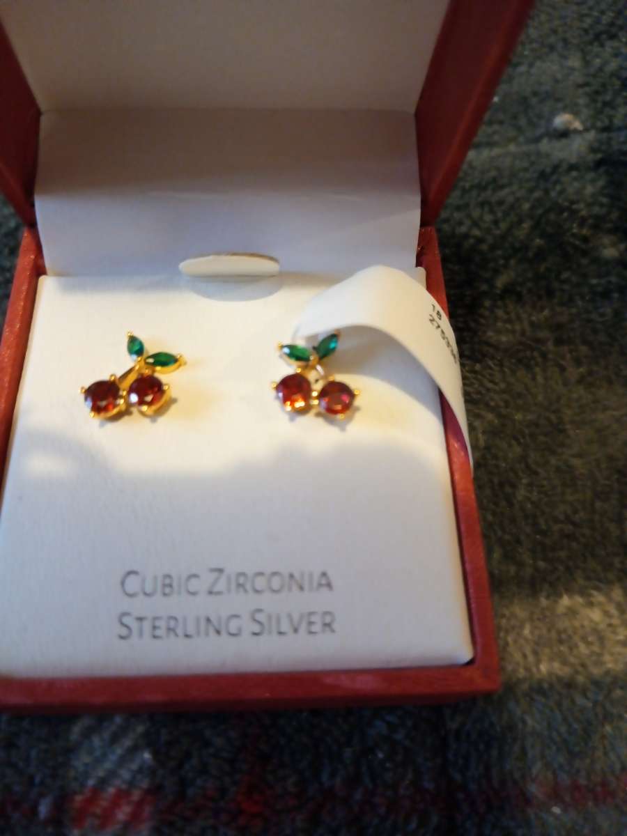 Sterling silver cherry earrings