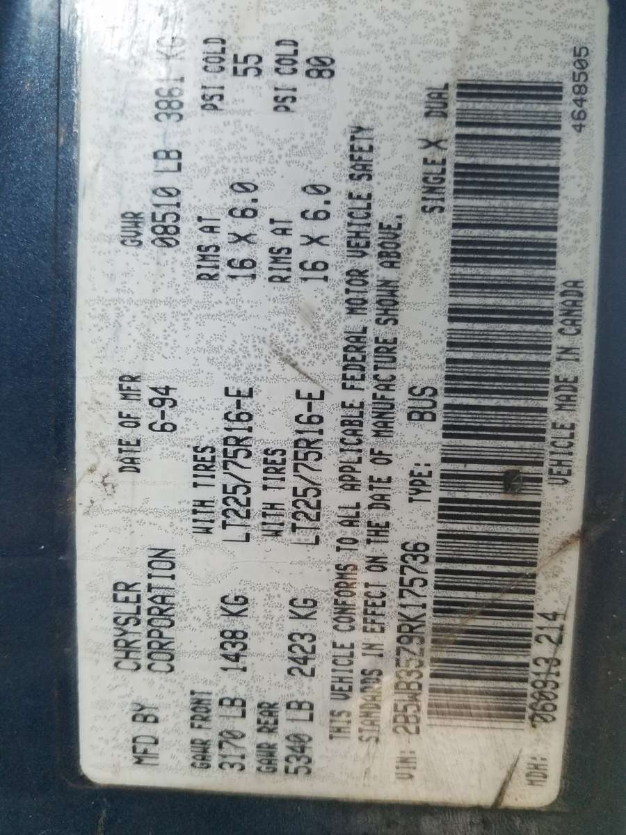 1994 Dodge Ram B350 Van  360 V8