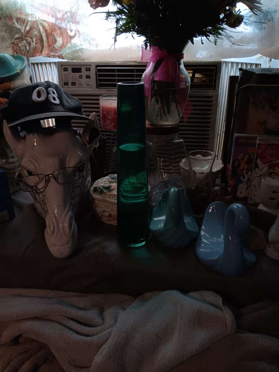 glass green flowers vace