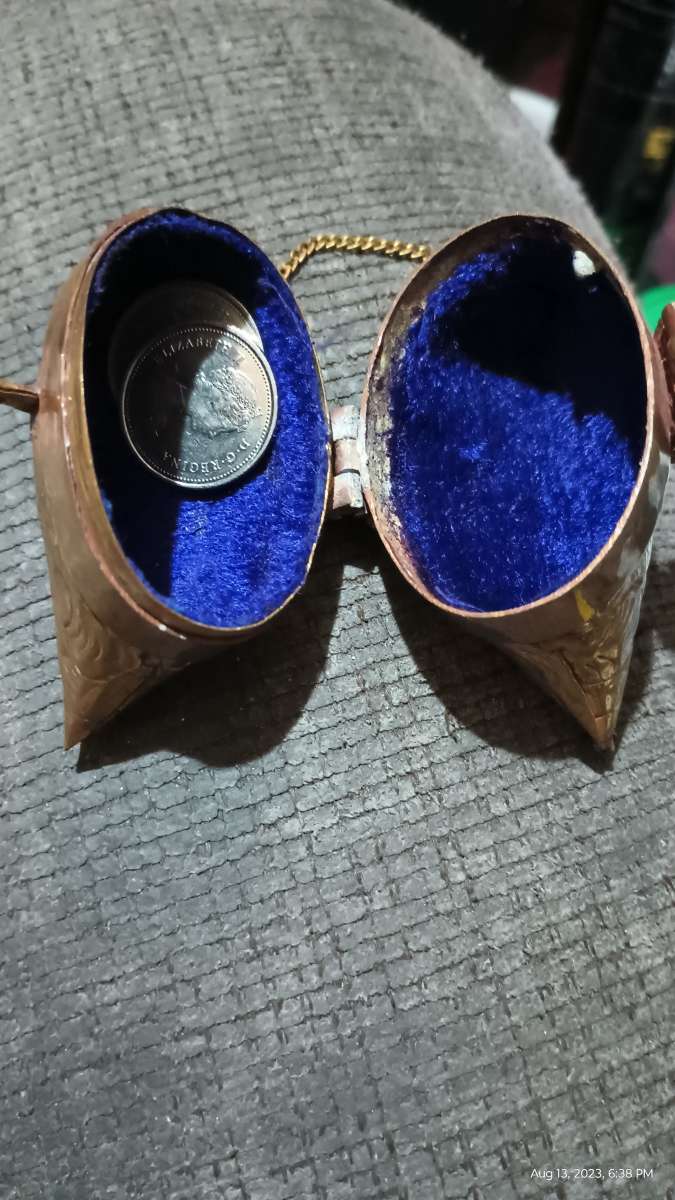 vintage brass n copper coin purse