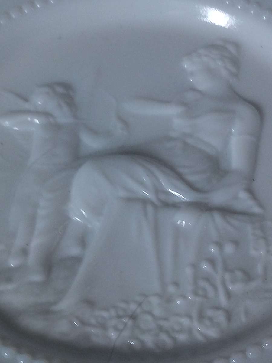 Westmoreland Cupid and Payche 7 inch Milk Glass Plate