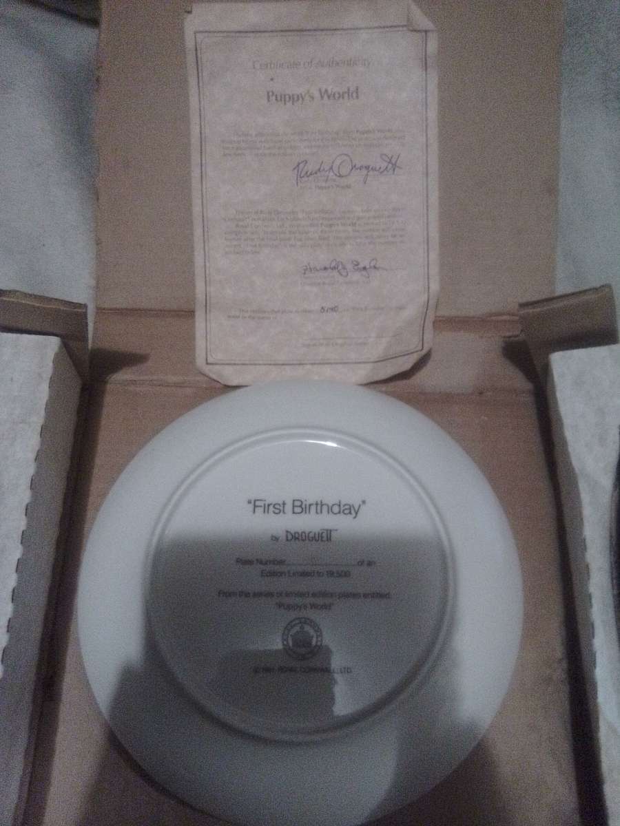 Droguett First Birthday Puppys world collectible Plate