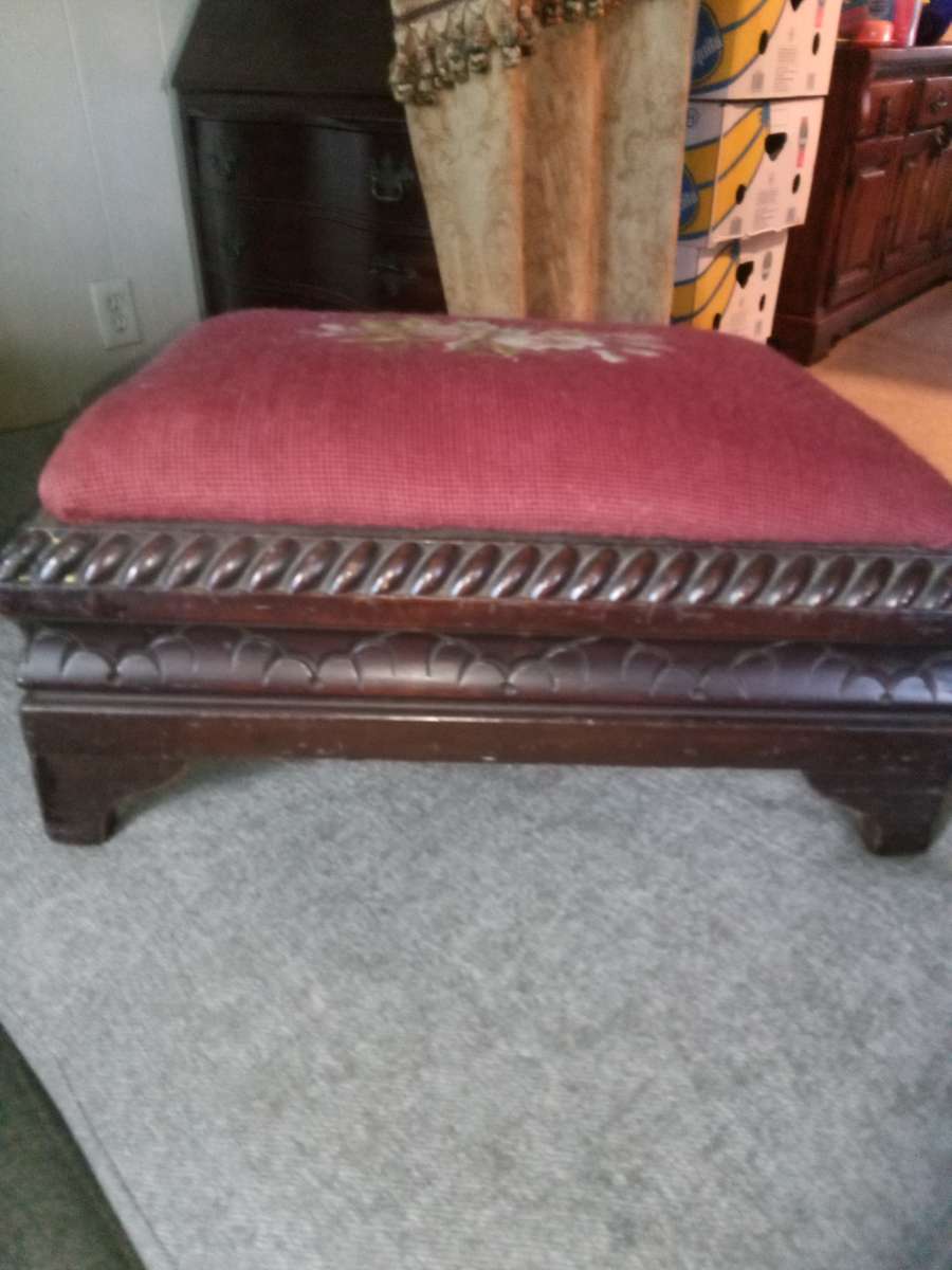 Vintage Needlepoint Footstool