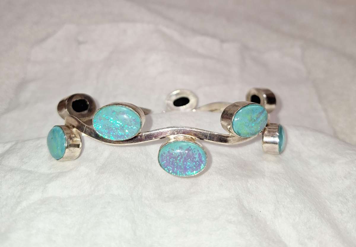 fire opals cuff bracelet  925 silver new