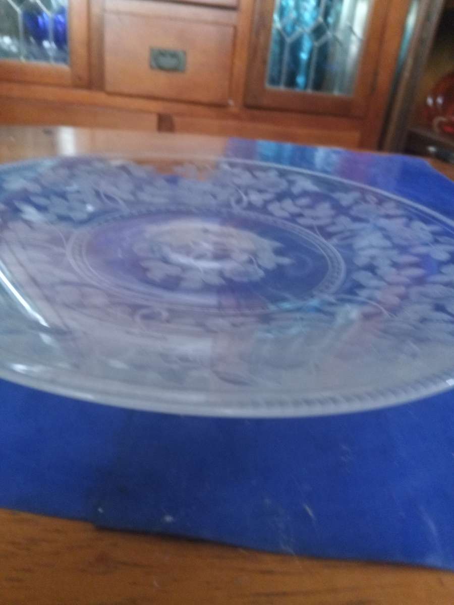 Victorian Flint glass Etched dinnerplate