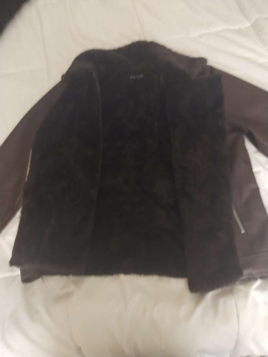 Brown Fur  Leather Womens Brand New Jacket