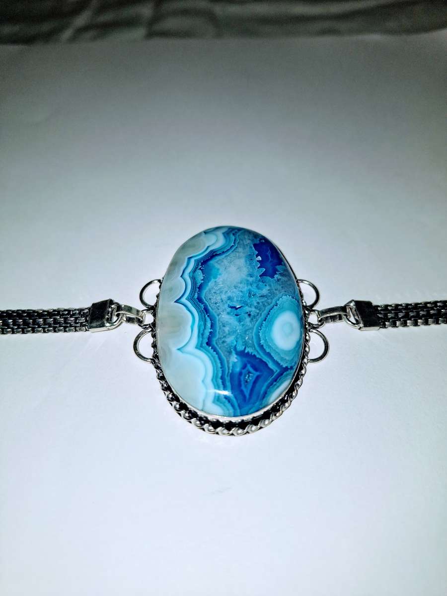 dragon veins agate bracelet 925 silver  New