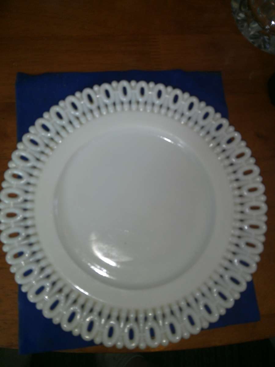 EAPG 8 inch 101 Border Milk glass plate