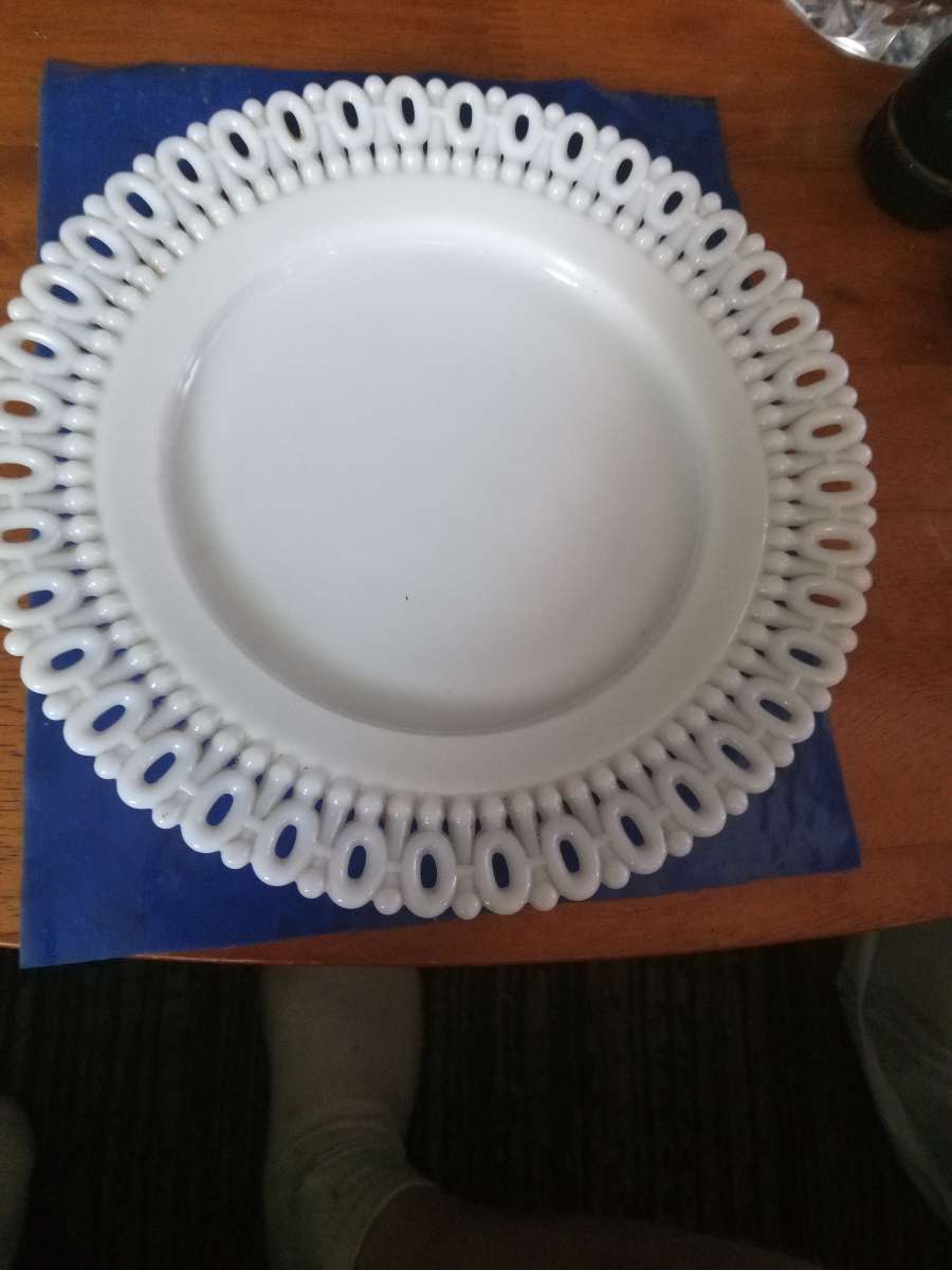 EAPG 8 inch 101 Border Milk glass plate