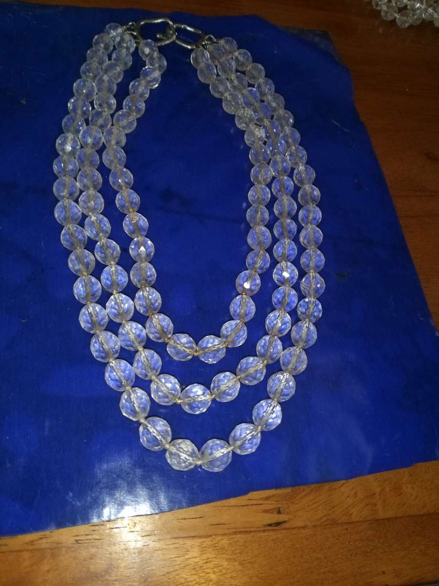 Les Bernard 3 Strand Crystal necklace