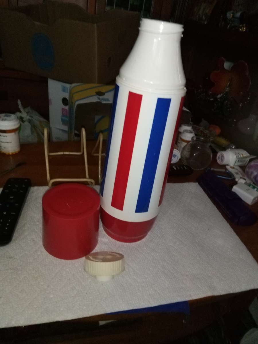 Red white and blue 2 quart Thermo Serv thermos