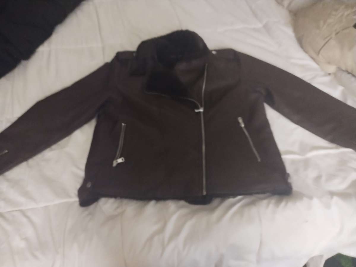Brown Fur  Leather Womens Brand New Jacket