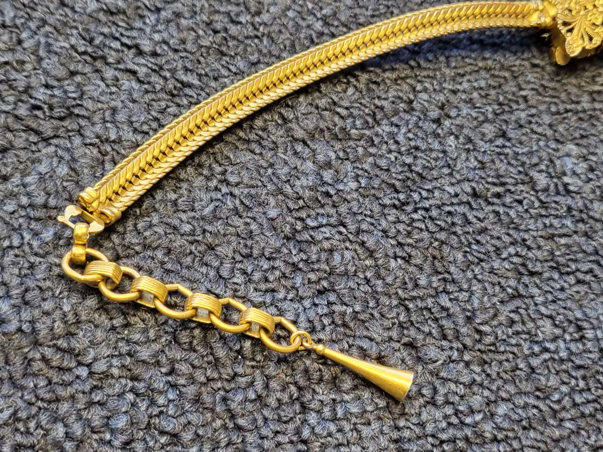 antique Victorian Gold Filled fire oak tassel chain fob