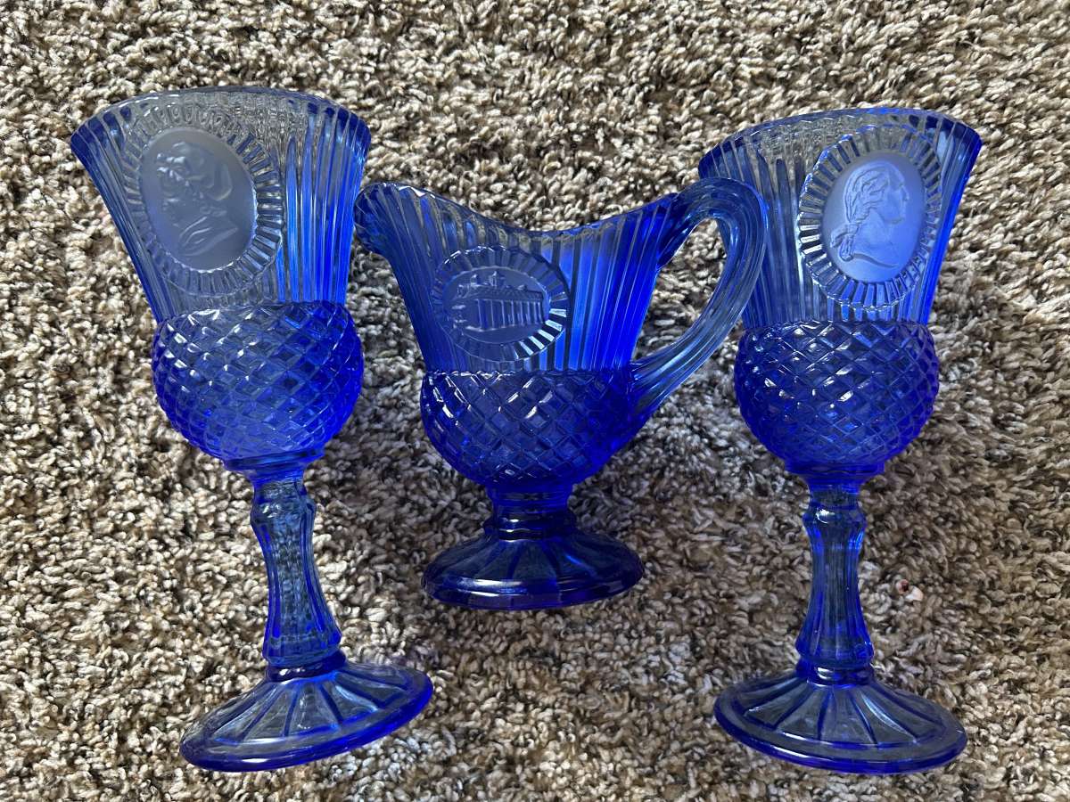 wine and pitcher set of george Washington and marry