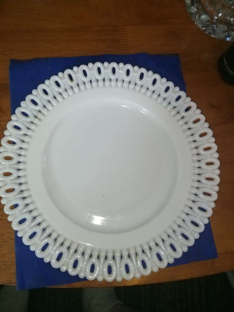 EAPG 8 inch 101 Border Milk glass plate