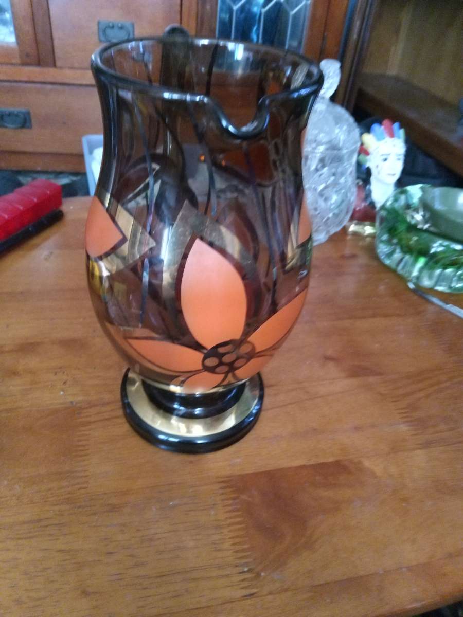 Mid Century Smoked glass Picher