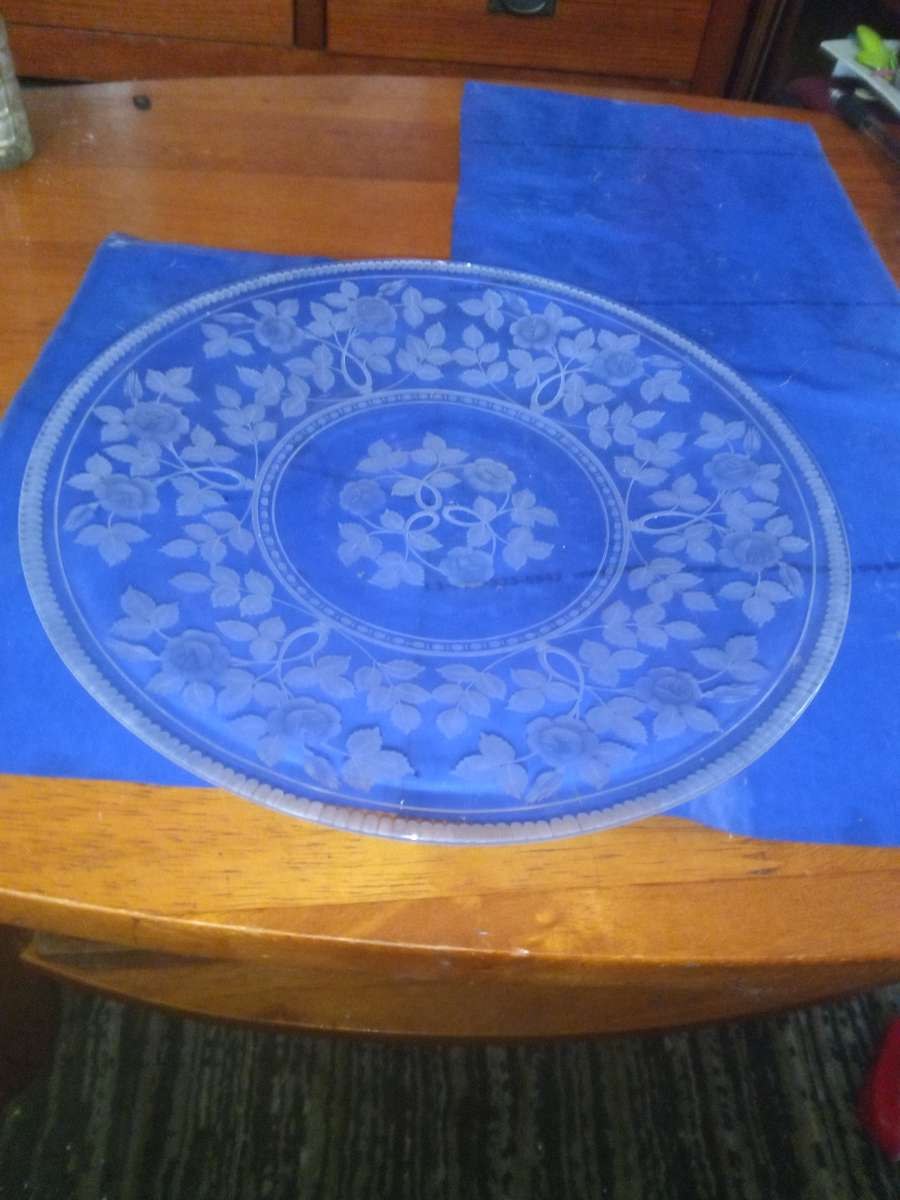 Victorian Flint glass Etched dinnerplate