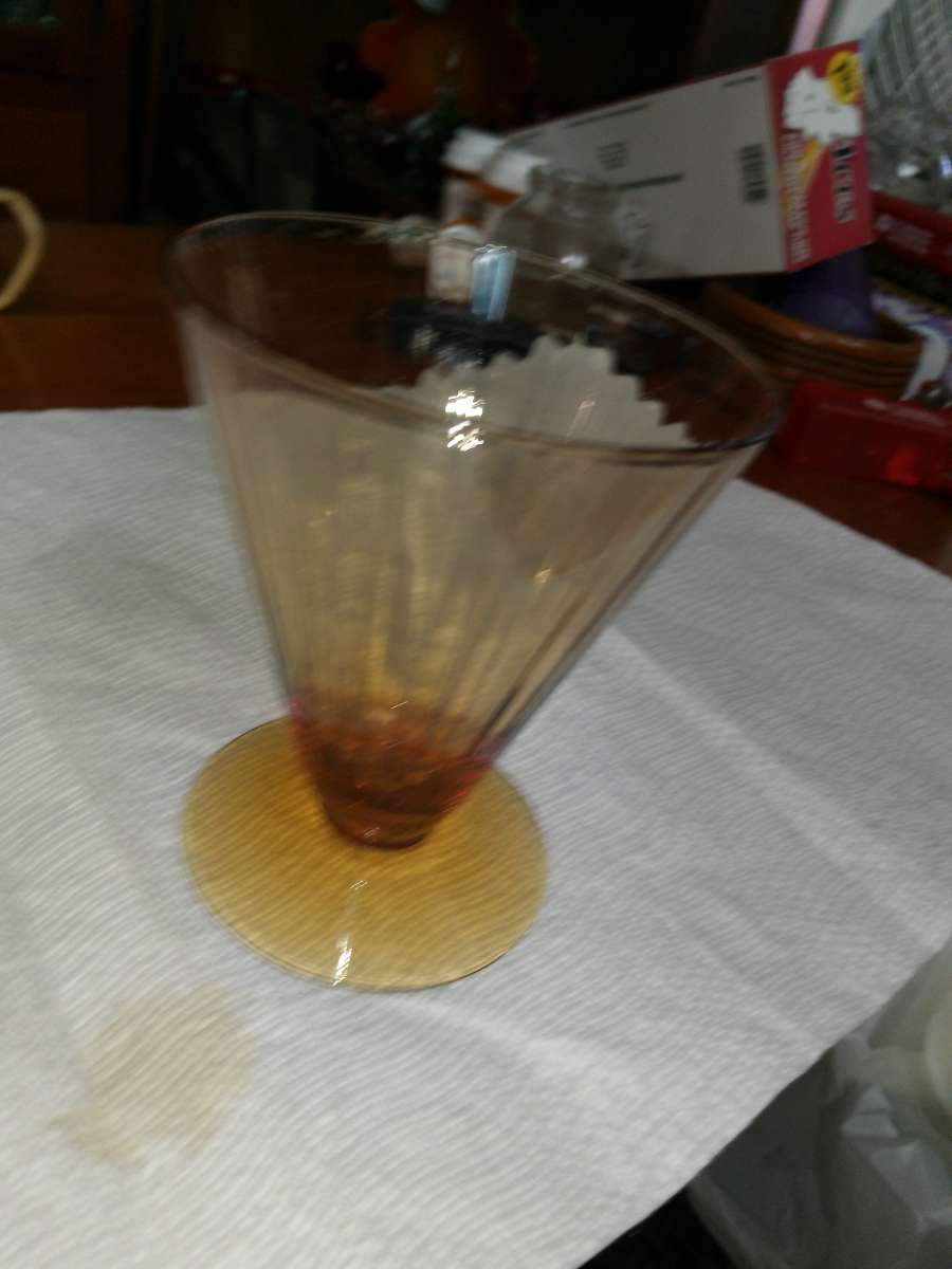 Amber Depression Glass footed Tumbler