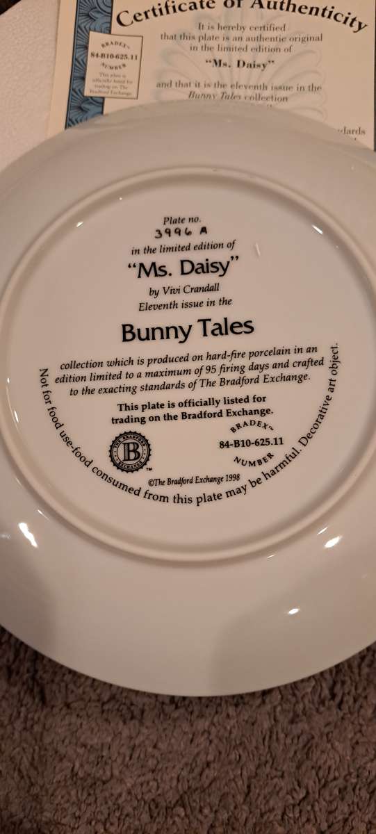 Bradford Exchange bunny tales limited edition plates