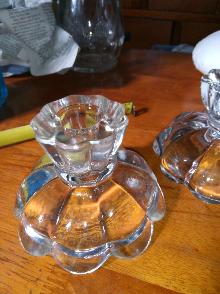1930s Smith Glass Candle Holders