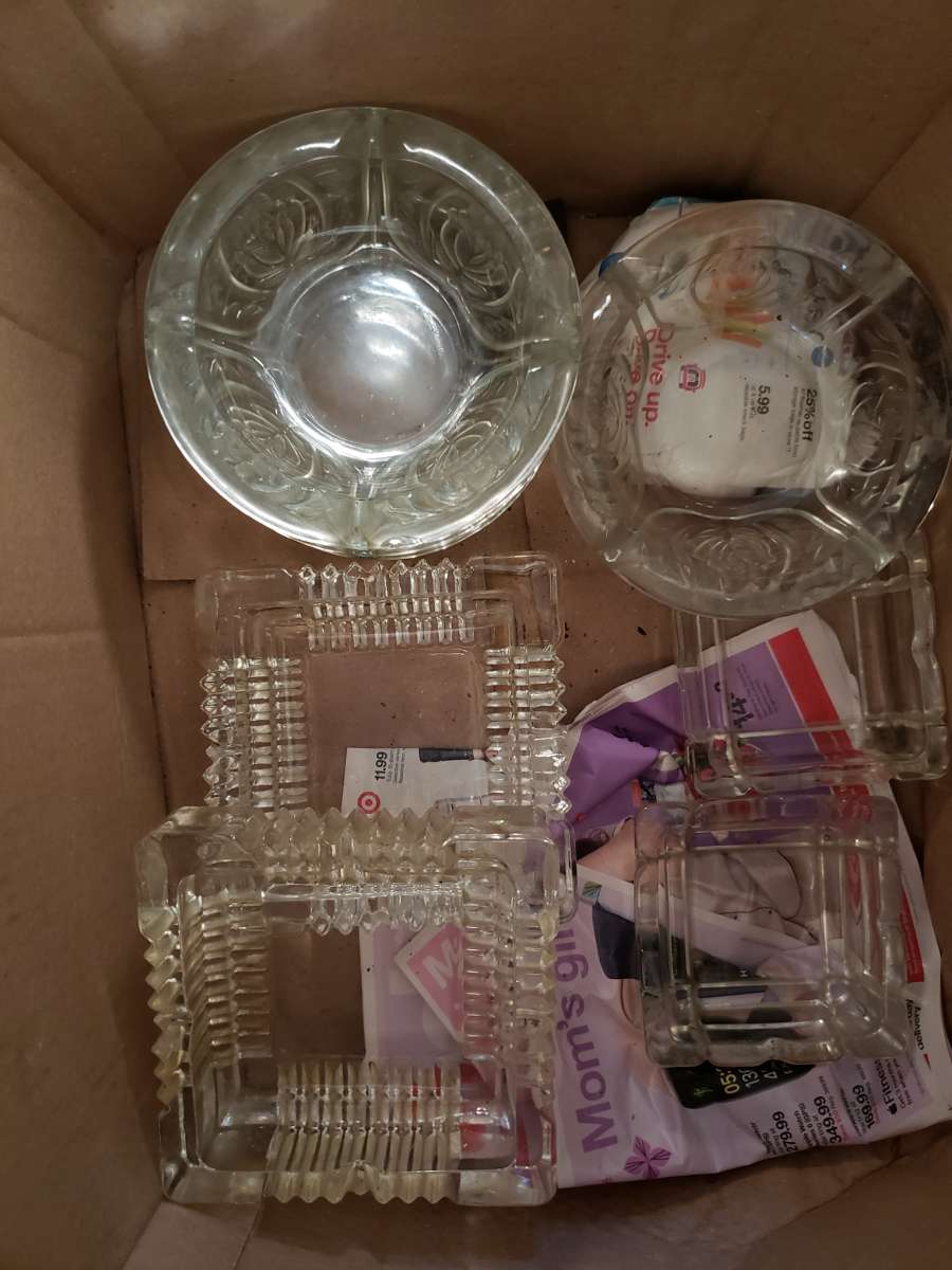 assorted glass ashtrays