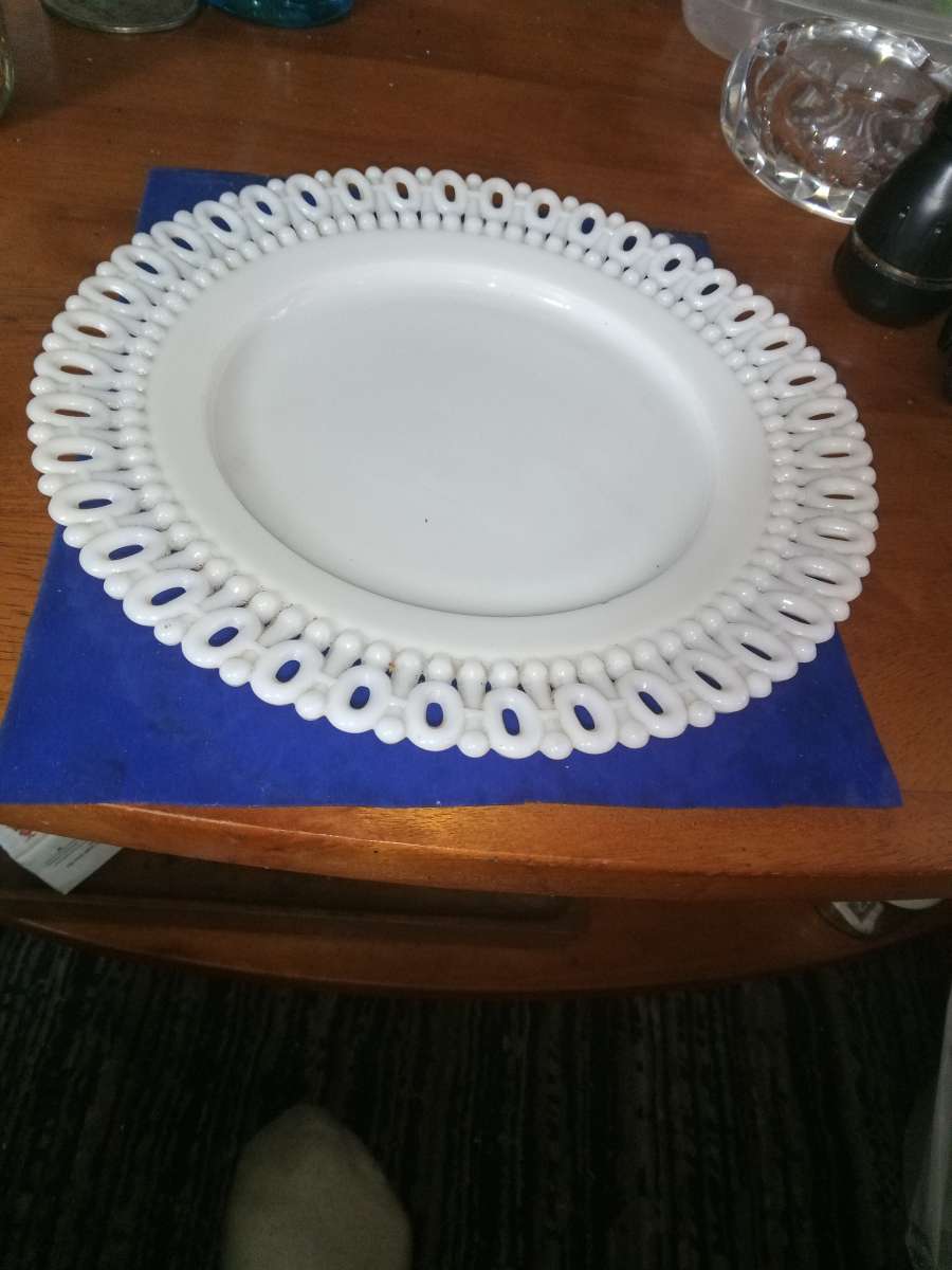 EAPG 8 inch 101 Border Milk glass plate