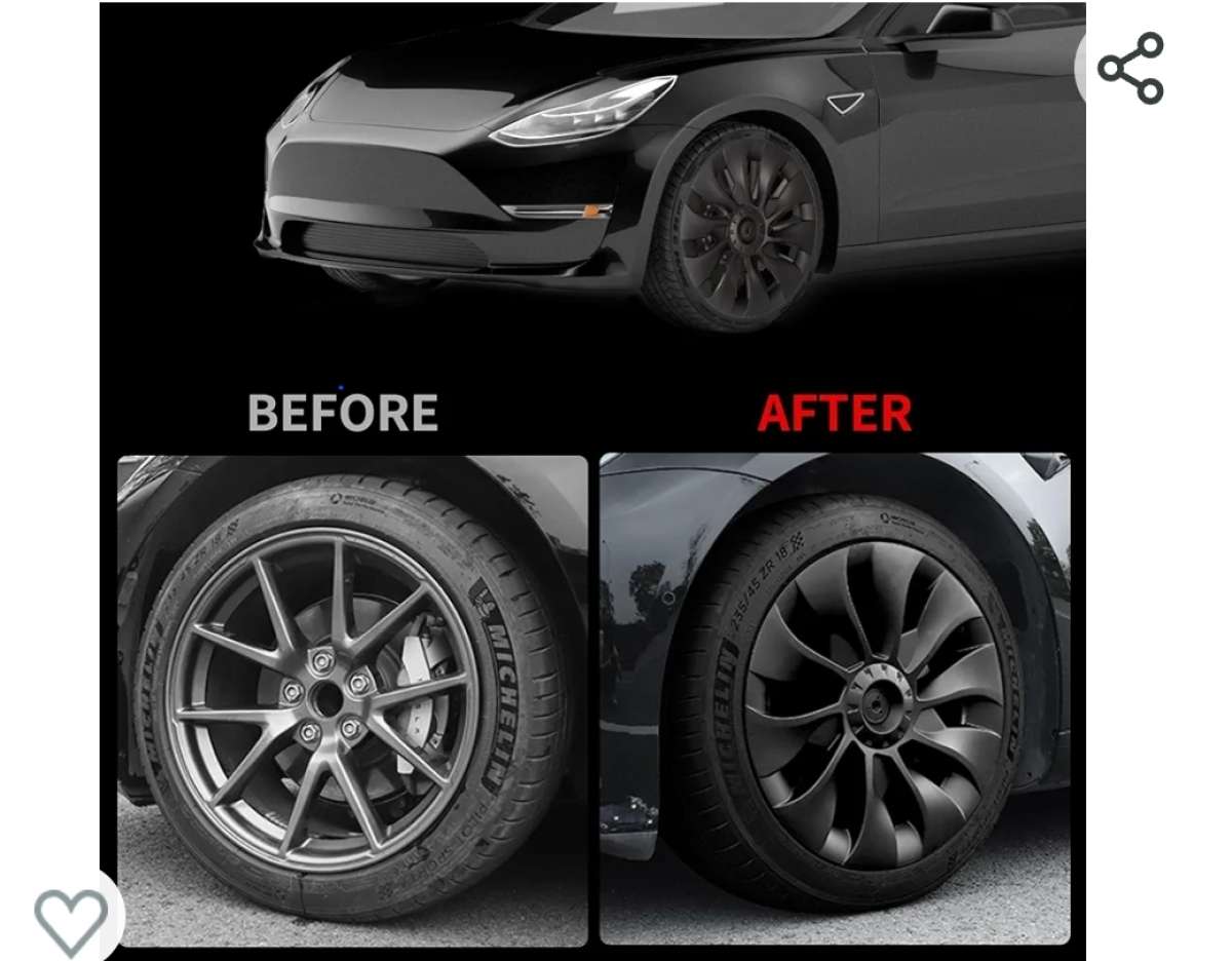 4 tapas  de 18 pulgadas para ruedas de tesla 2017 al 2023