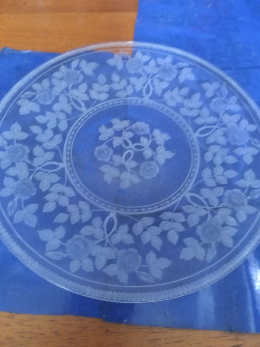 Victorian Flint glass Etched dinnerplate