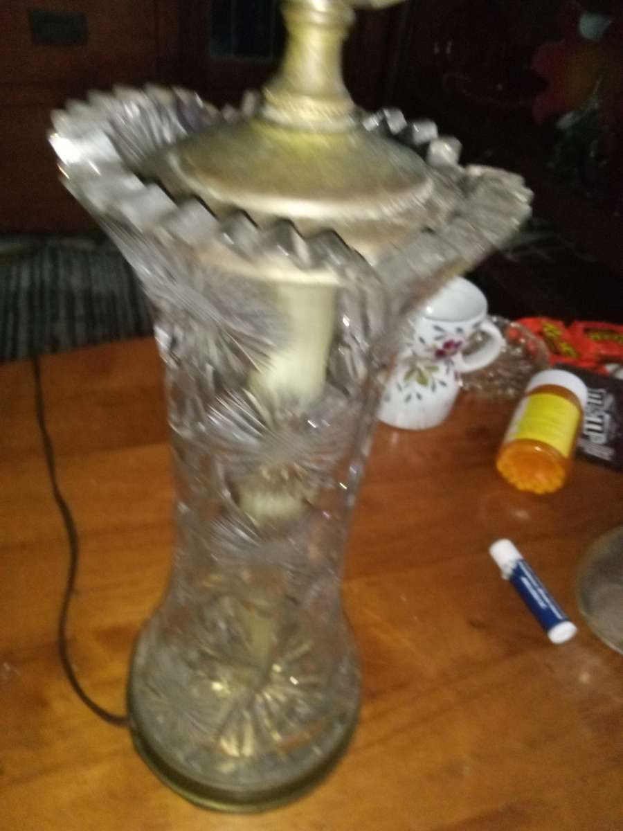 American Brilliant period Cut Glass Lamp