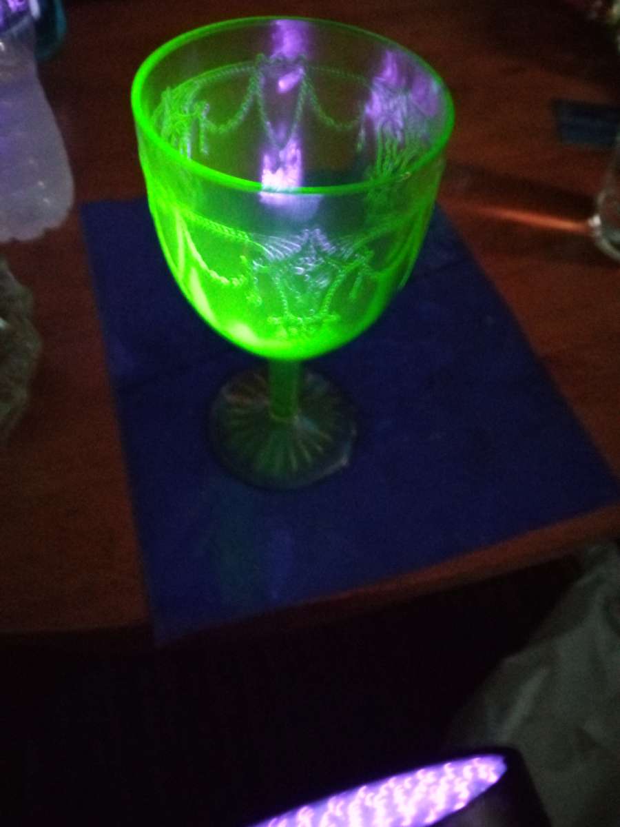 Uranium Glass CAMEO BALLERINA water or wine